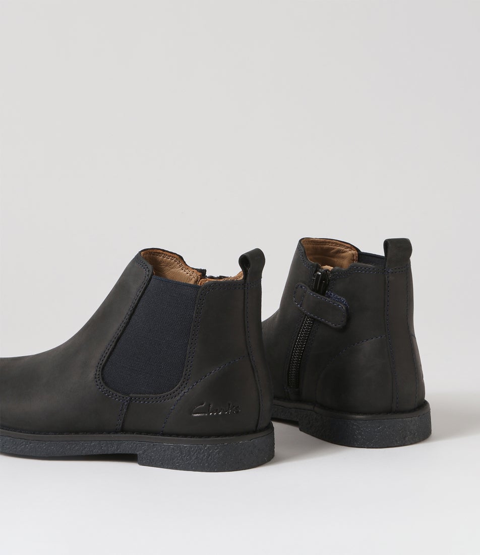 Chelsea Jnr Navy Waxy Leather Chelsea Boots