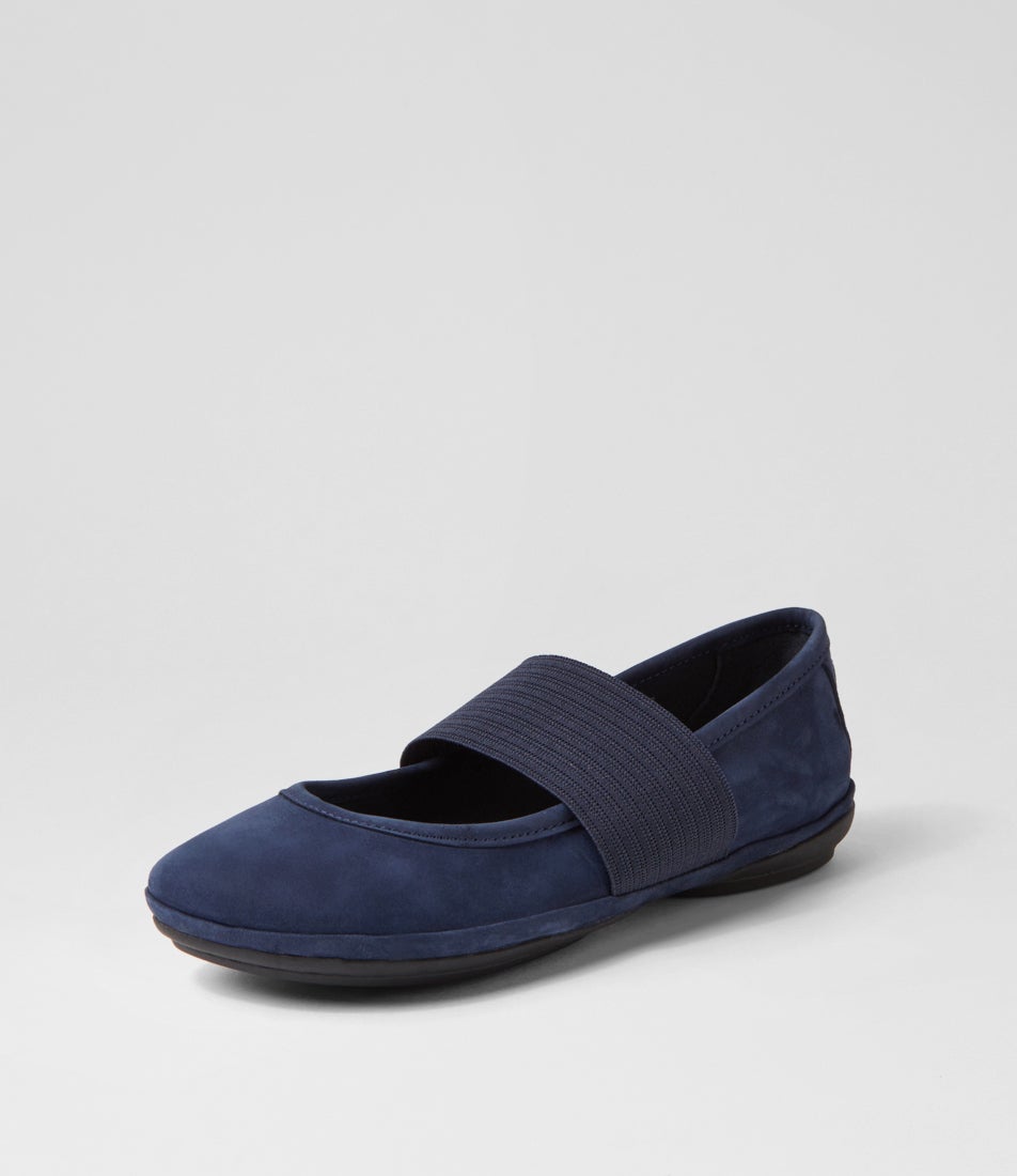 Right Nina Navy Blue Nubuck Slides