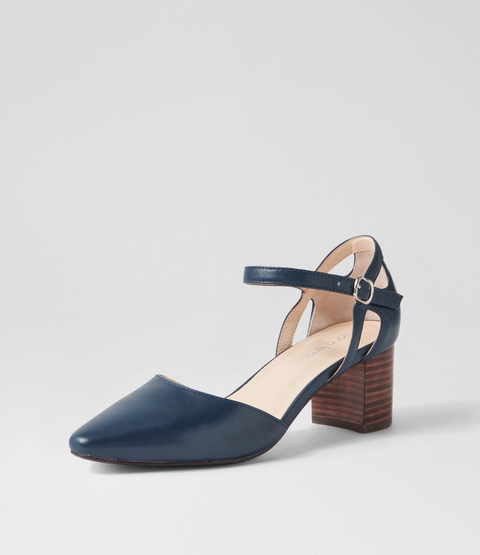 Loctavia Deep Blue Choc Leather Heels
