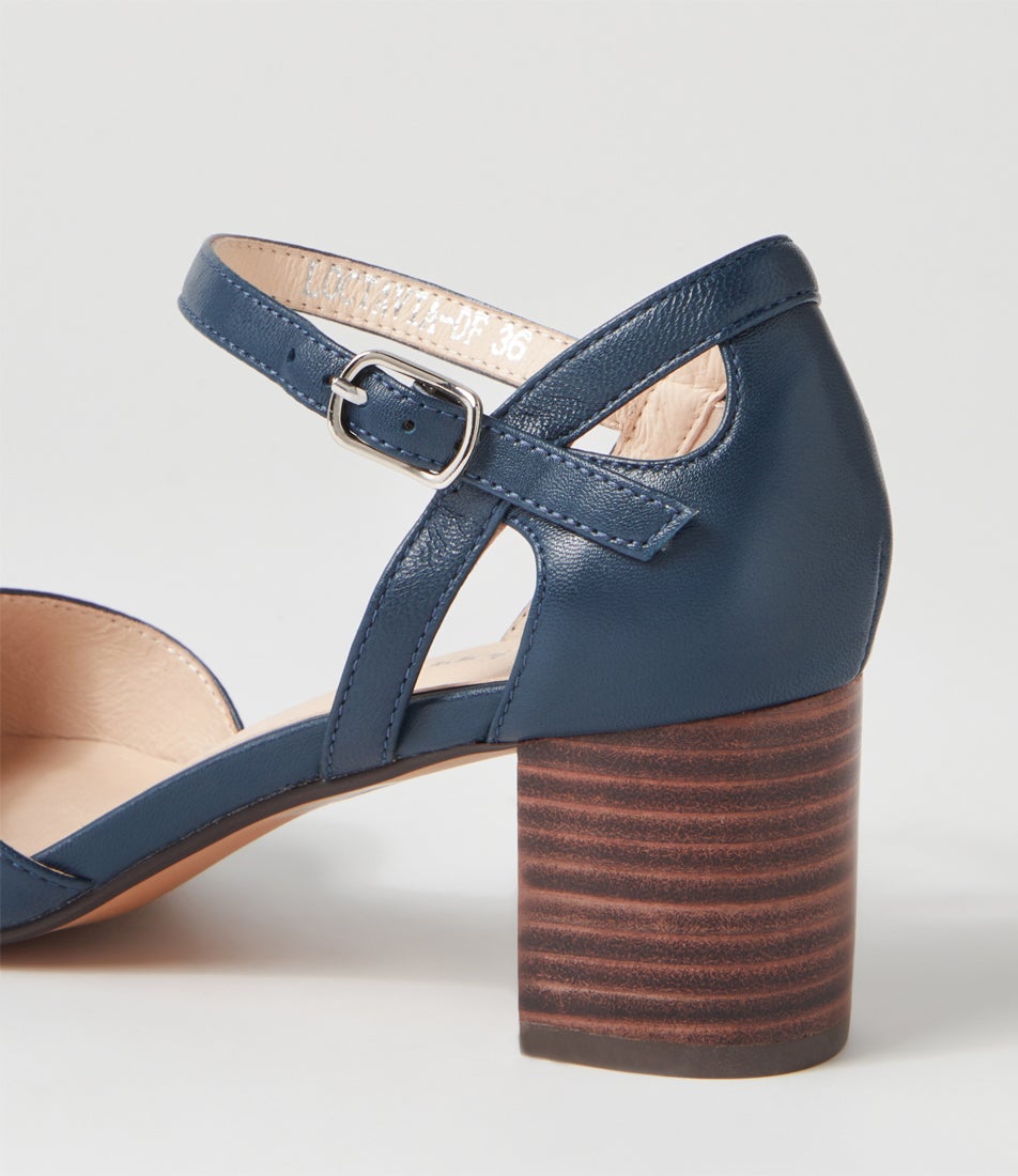 Loctavia Deep Blue Choc Leather Heels