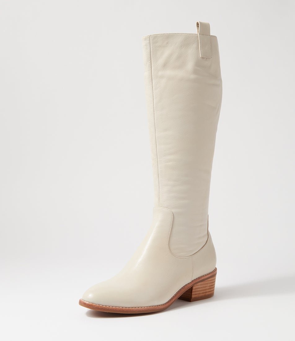 Giddy Oatmilk Leather Knee High Boots