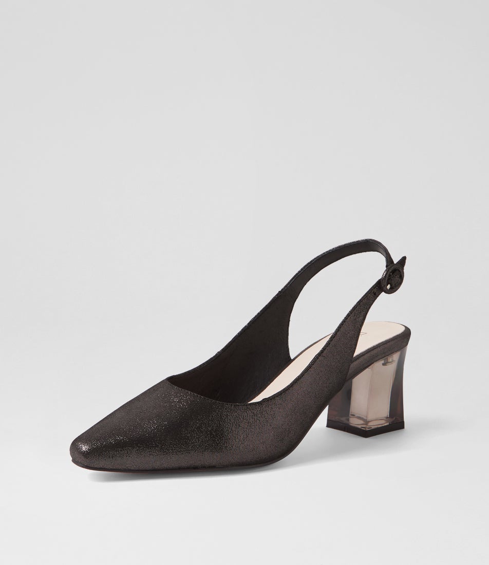 Hinnis Black Shimmer Leather Heels