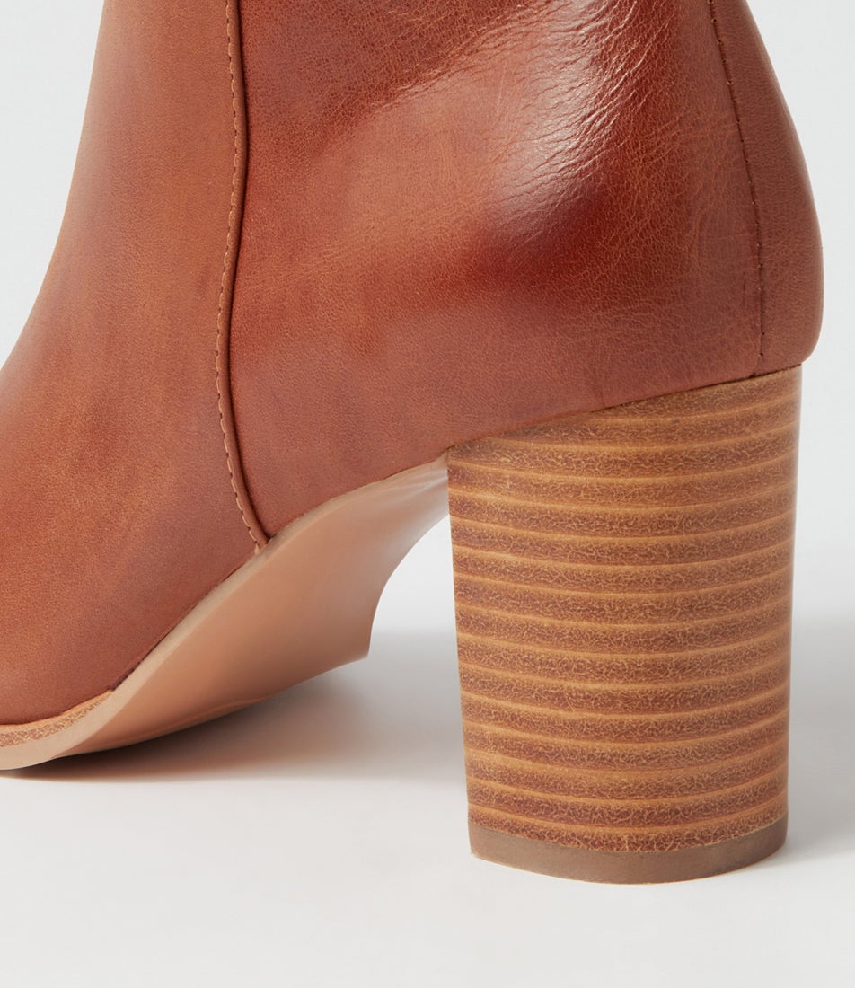 Allouta Cognac Leather Knee High Boots