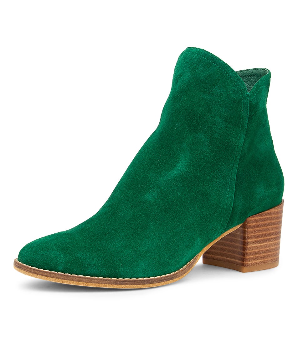 Mockas Dark Emerald Suede Ankle Boots