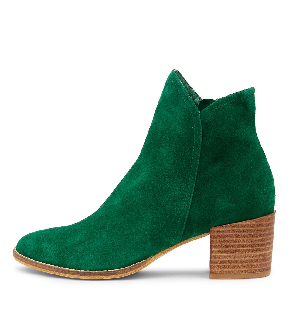 Mockas Dark Emerald Suede Ankle Boots