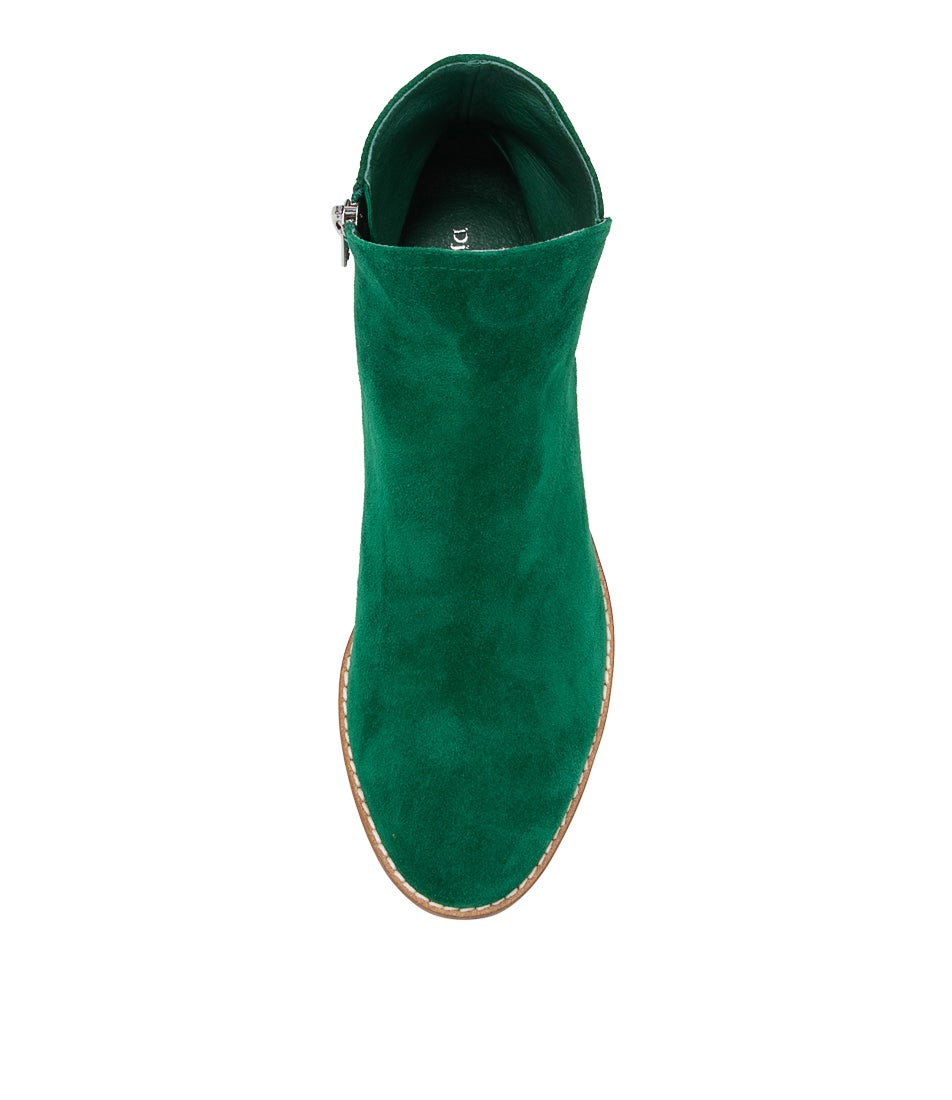 Mockas Dark Emerald Suede Ankle Boots