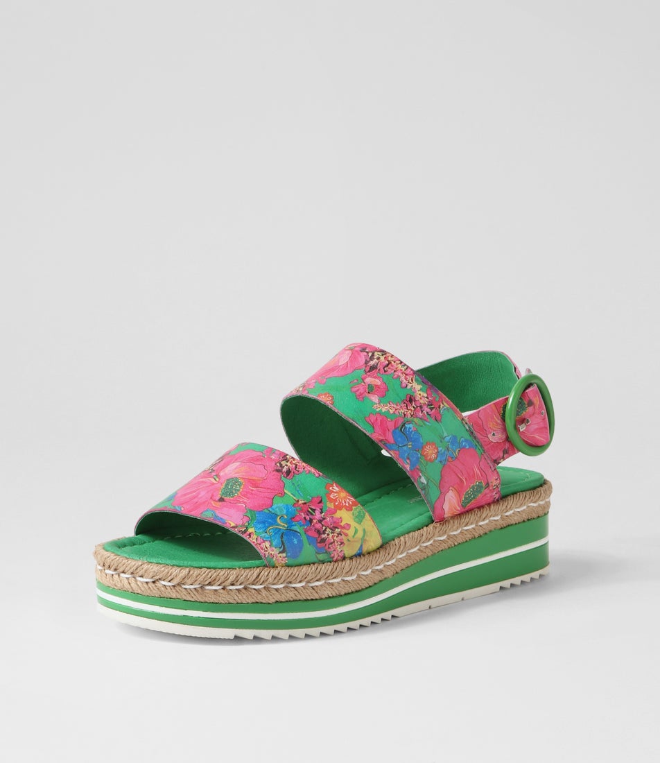 Atha Emerald Flowermania Leather Espadrilles