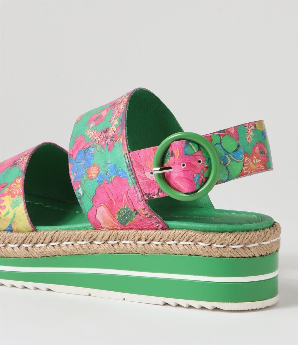 Atha Emerald Flowermania Leather Espadrilles