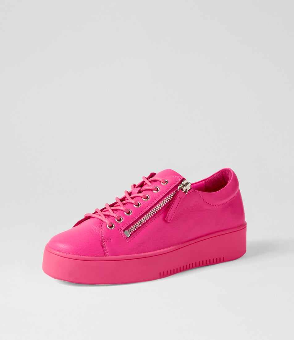 Laila Hot Pink Leather Sneakers