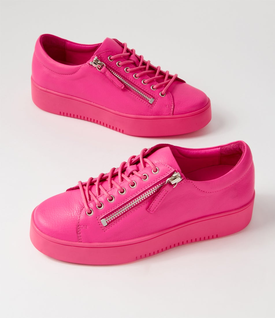 Laila Hot Pink Leather Sneakers