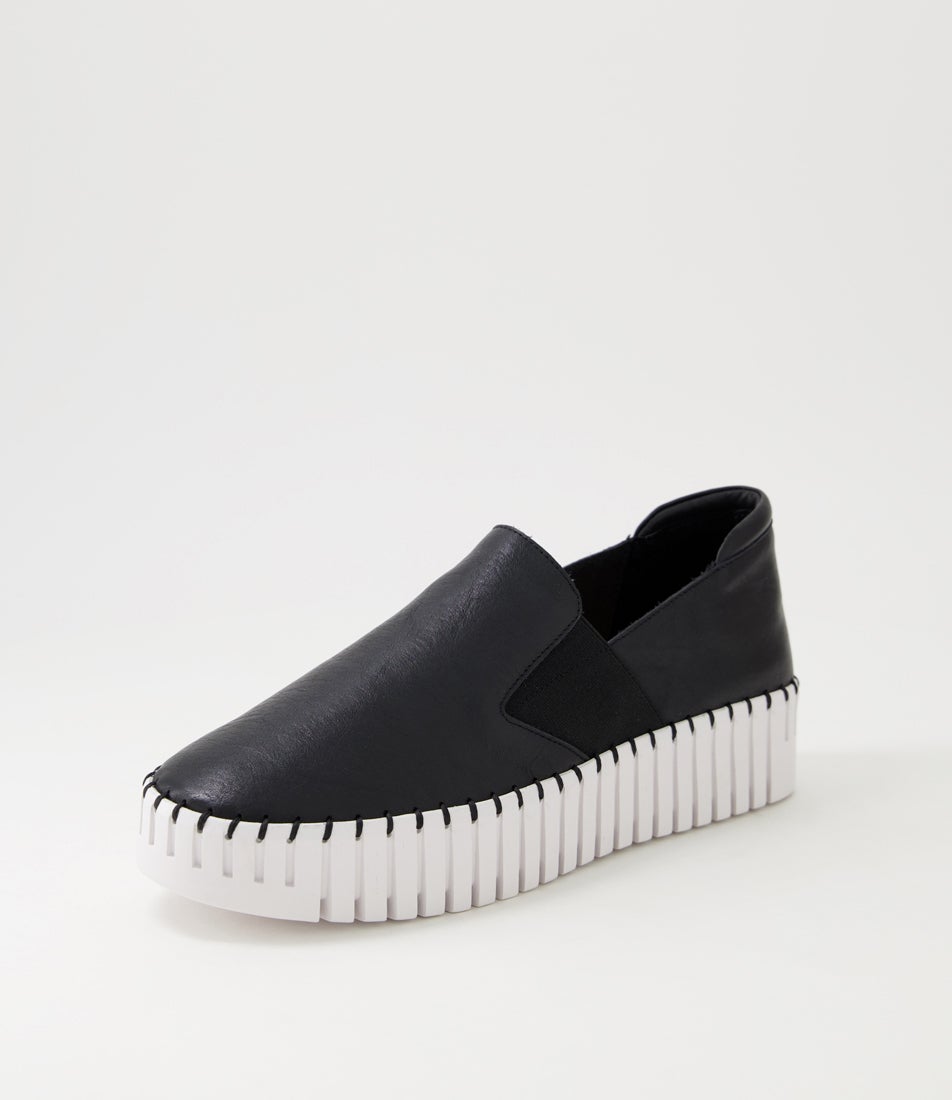 Becca Black White Leather Sneakers
