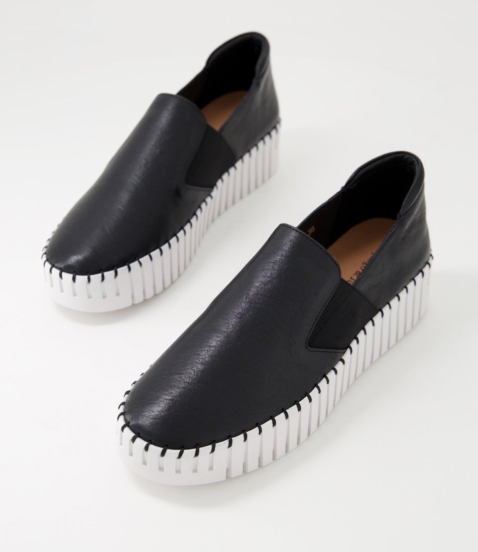 Becca Black White Leather Sneakers