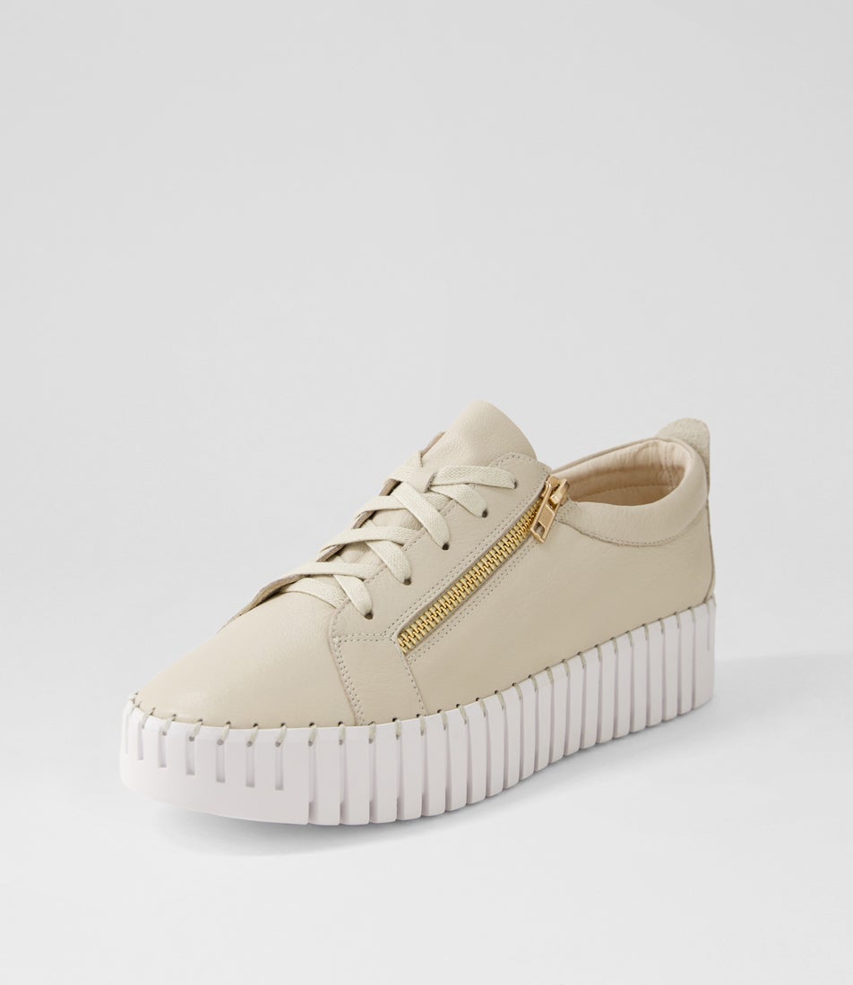 Bump Macadamia Leather Sneakers
