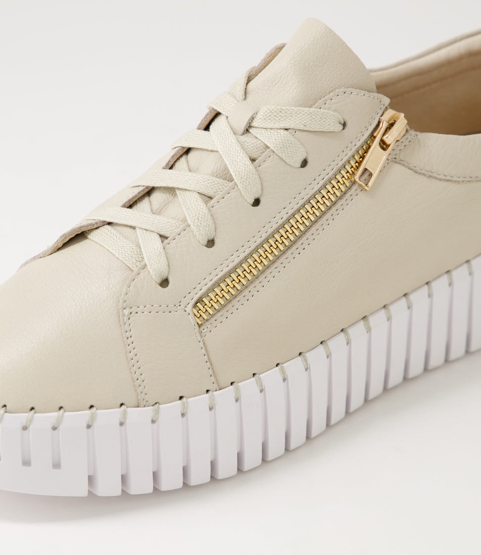 Bump Macadamia Leather Sneakers
