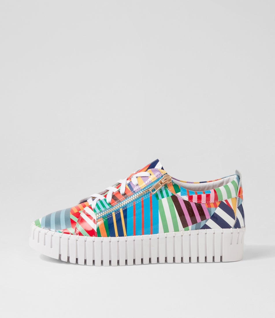 Bump Stripe White Patent Leather Sneakers