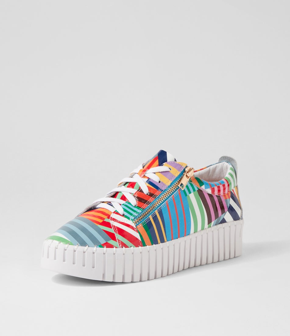 Bump Stripe White Patent Leather Sneakers