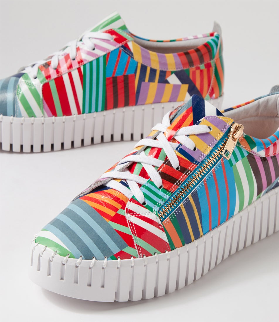Bump Stripe White Patent Leather Sneakers