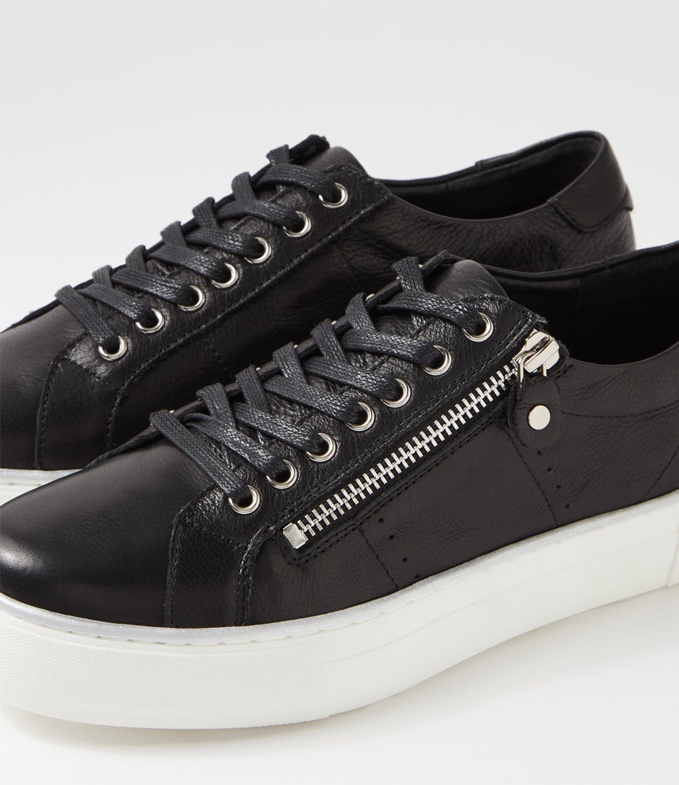Froggy Black White Sole Leather Sneakers