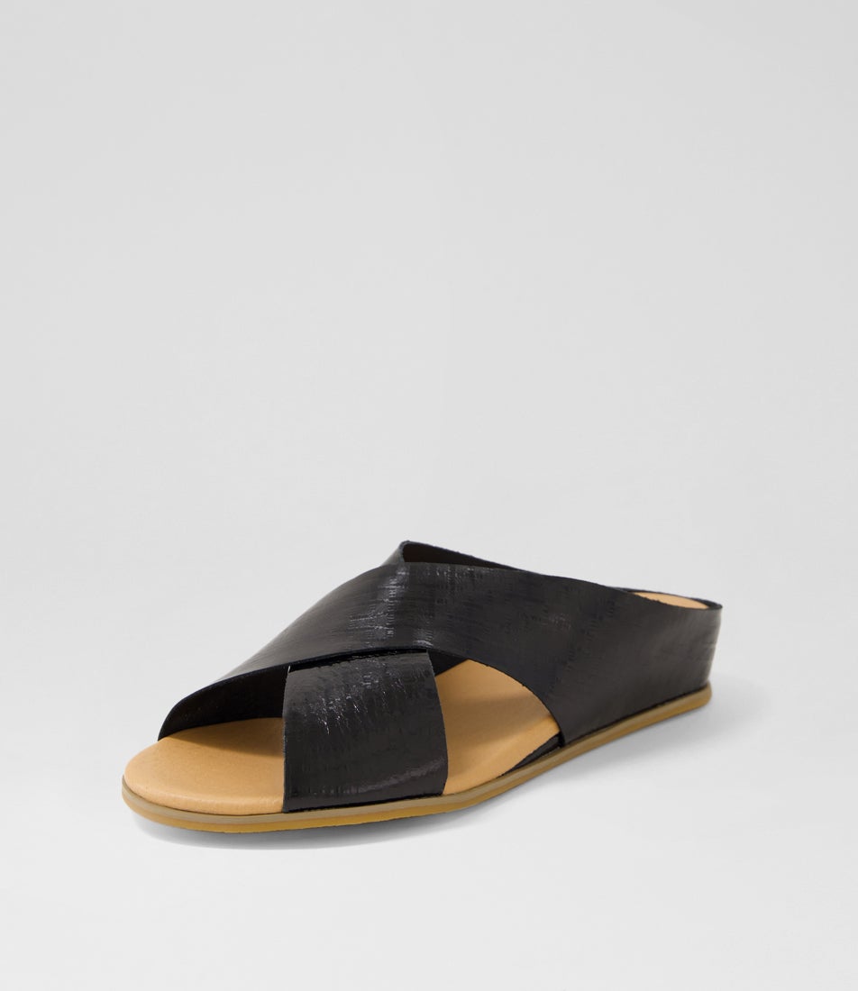 Harli Black Squares Metallic Leather Sandals
