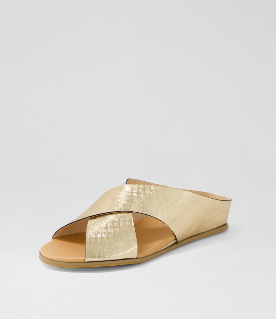 Harli Gold Squares Metallic Leather Sandals
