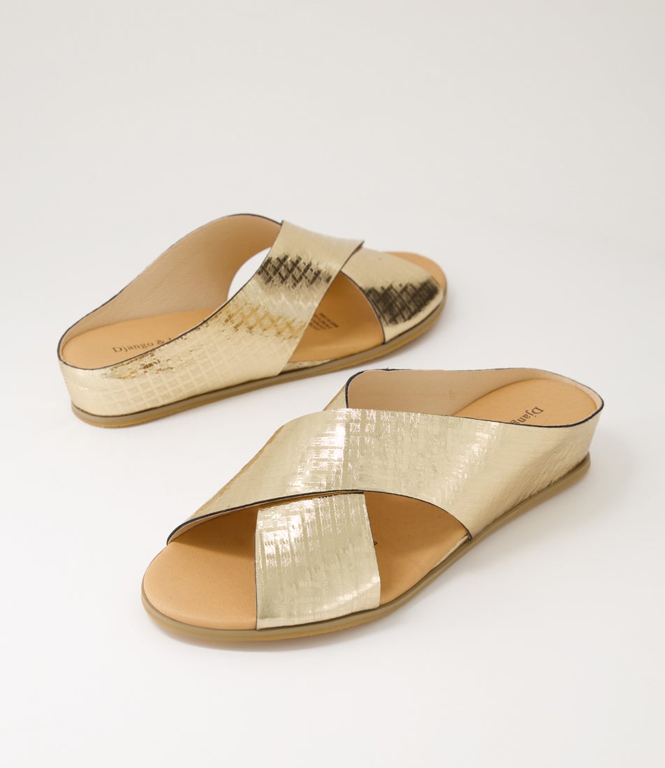 Harli Gold Squares Metallic Leather Sandals