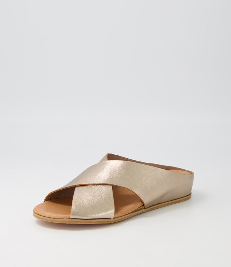 Harli Champagne Leather Slides