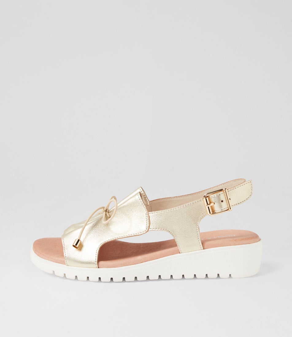 Malika Pale Gold White Leather Sandals