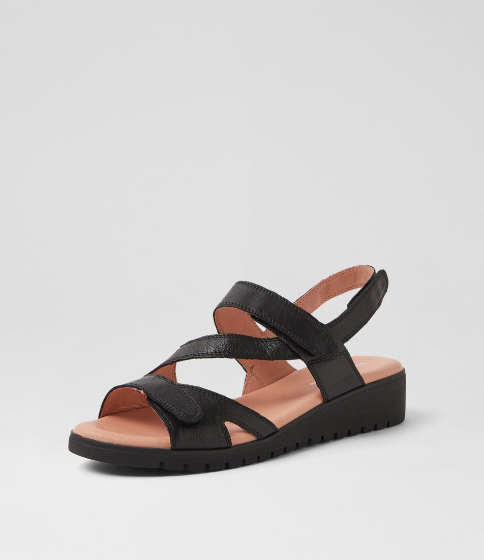 Melany Black Leather Sandals