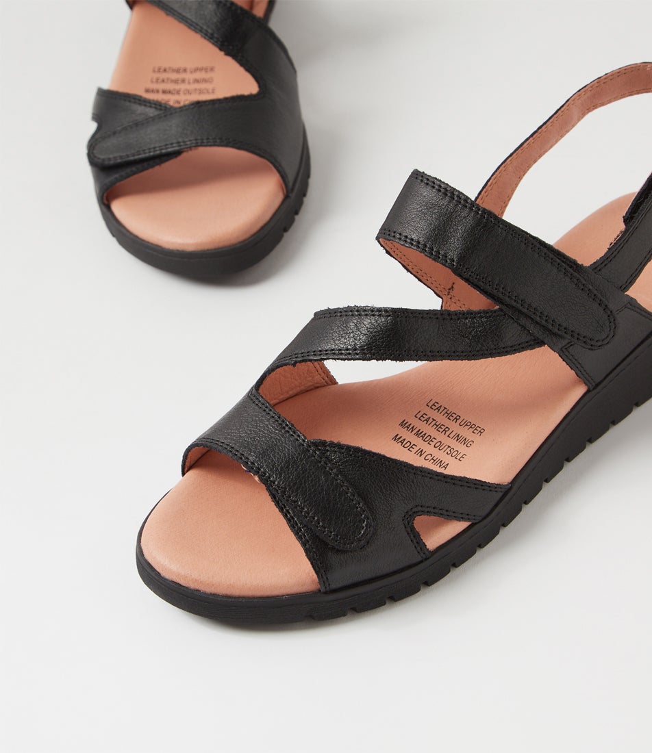 Melany Black Leather Sandals