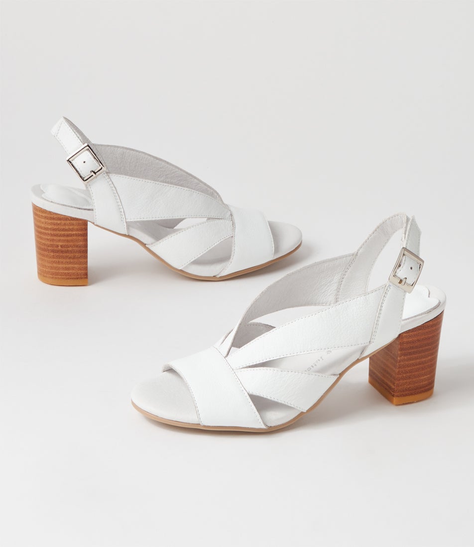 Simmie White Leather Sandals