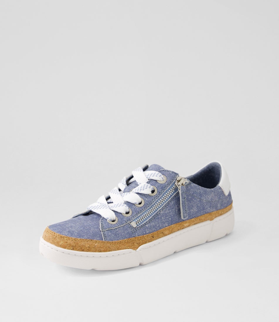 Torayne Blue Denim White Multi Lace Up Flats
