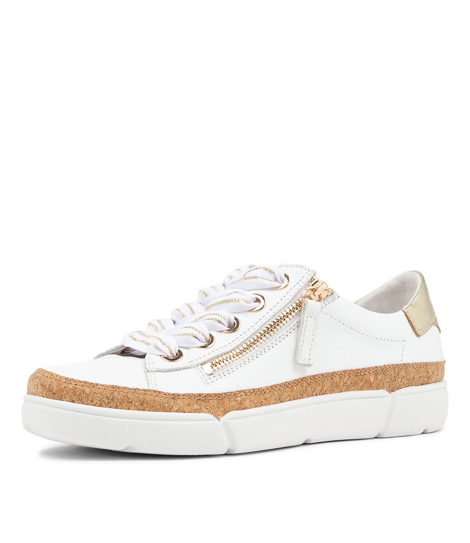Torayne White Pale Gold Multi Lace Up Flats