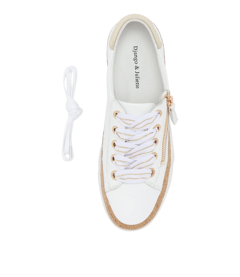 Torayne White Pale Gold Multi Lace Up Flats