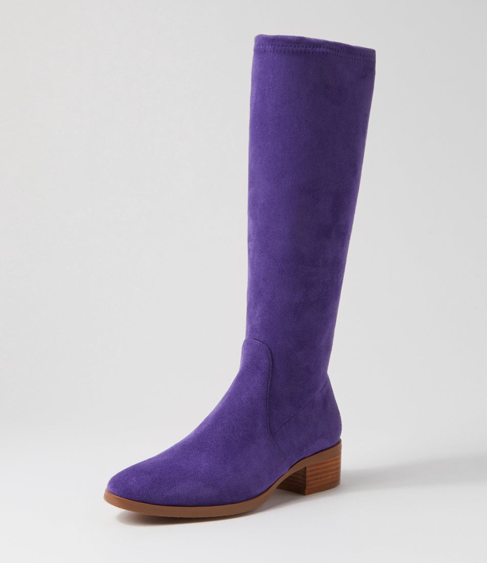 Timothie Purple Stretch Microsuede Long Boots