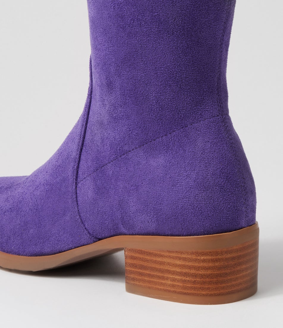 Timothie Purple Stretch Microsuede Long Boots