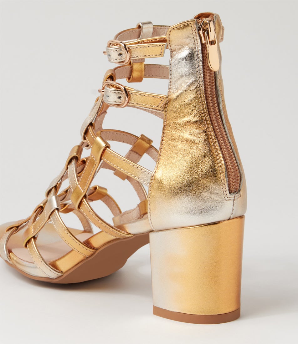 Ebbie Gold Mix Leather Sandals