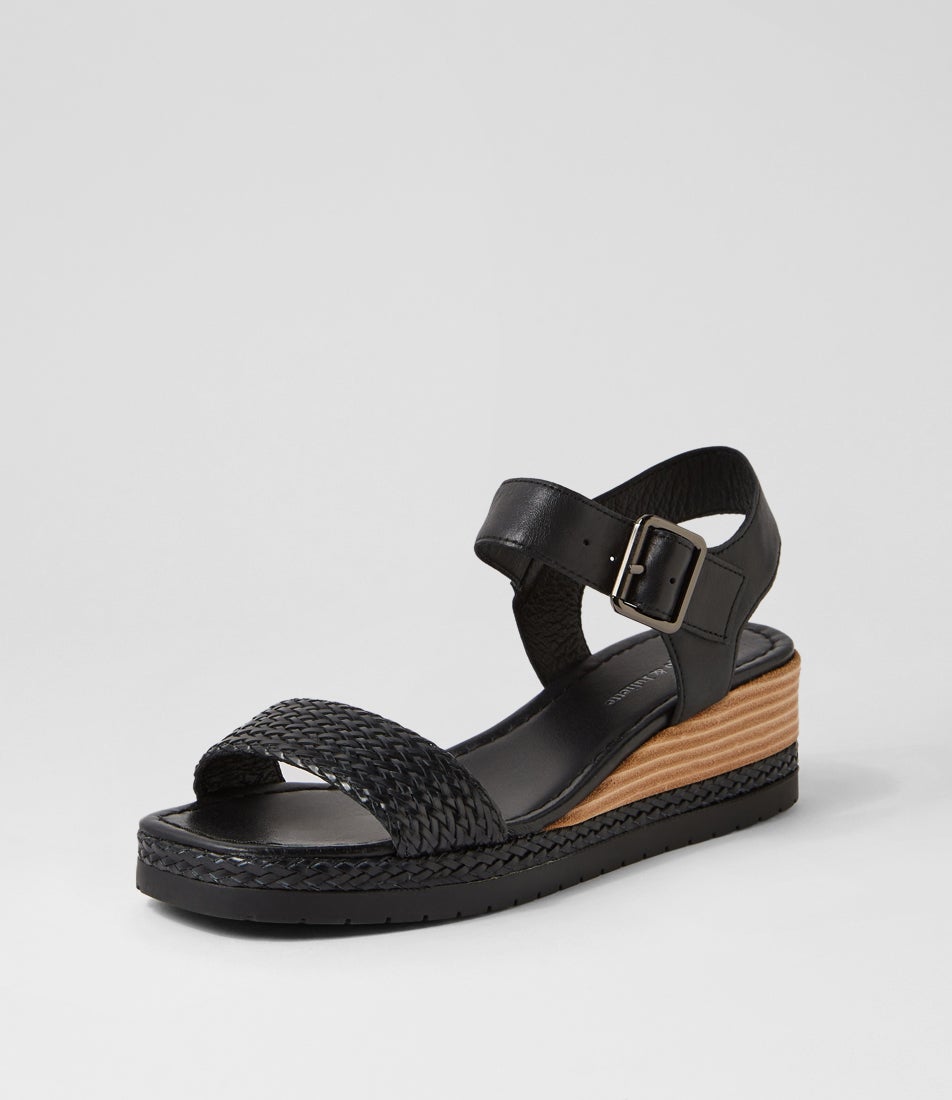Imari Black Weave Leather Sandals