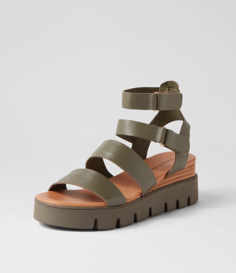 Rhean Olive Leather Sandals