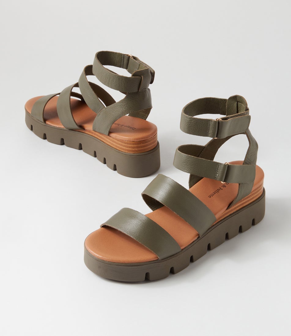 Rhean Olive Leather Sandals