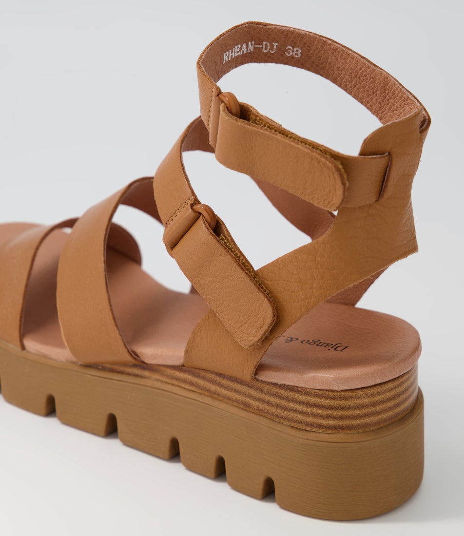 Rhean Dark Tan Leather Sandals