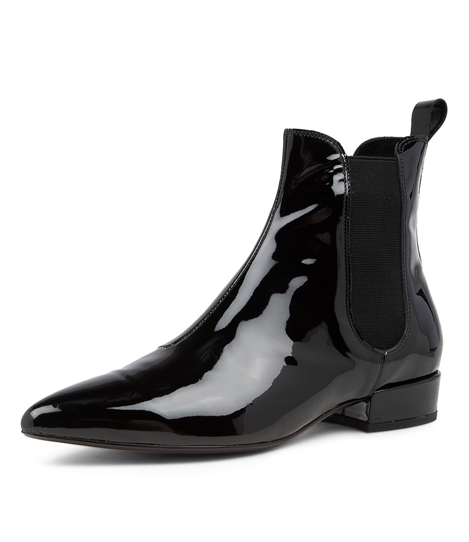 Emmahs Black Patent Leather Ankle Boots