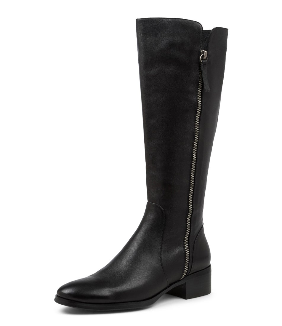 Tierney Black Leather Knee High Boots