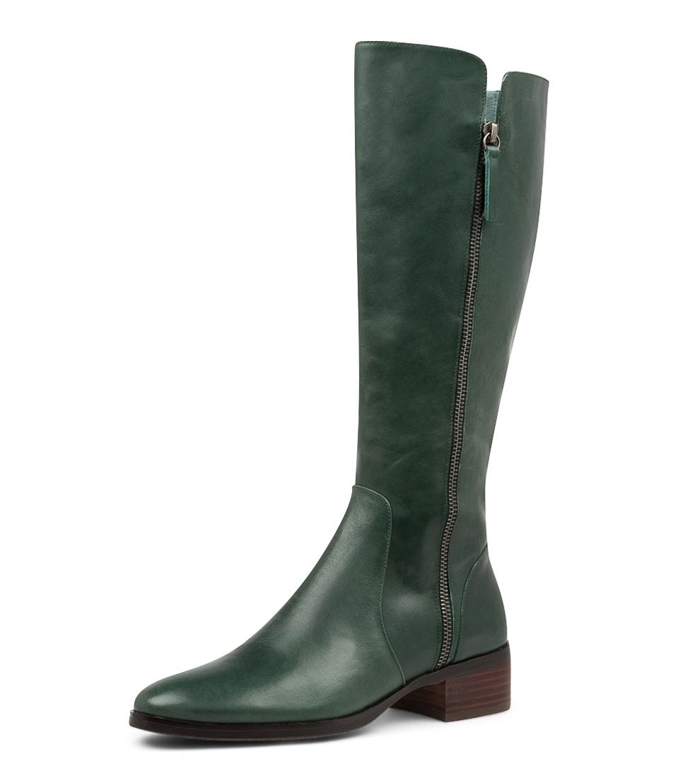 Tierney Dark Emerald Leather Knee High Boots