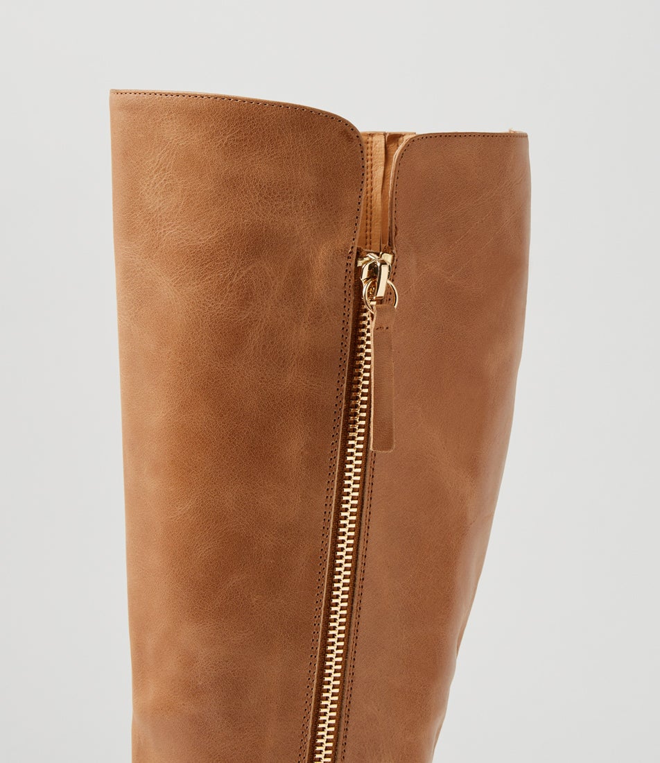 Tierney Tan Leather Knee High Boots