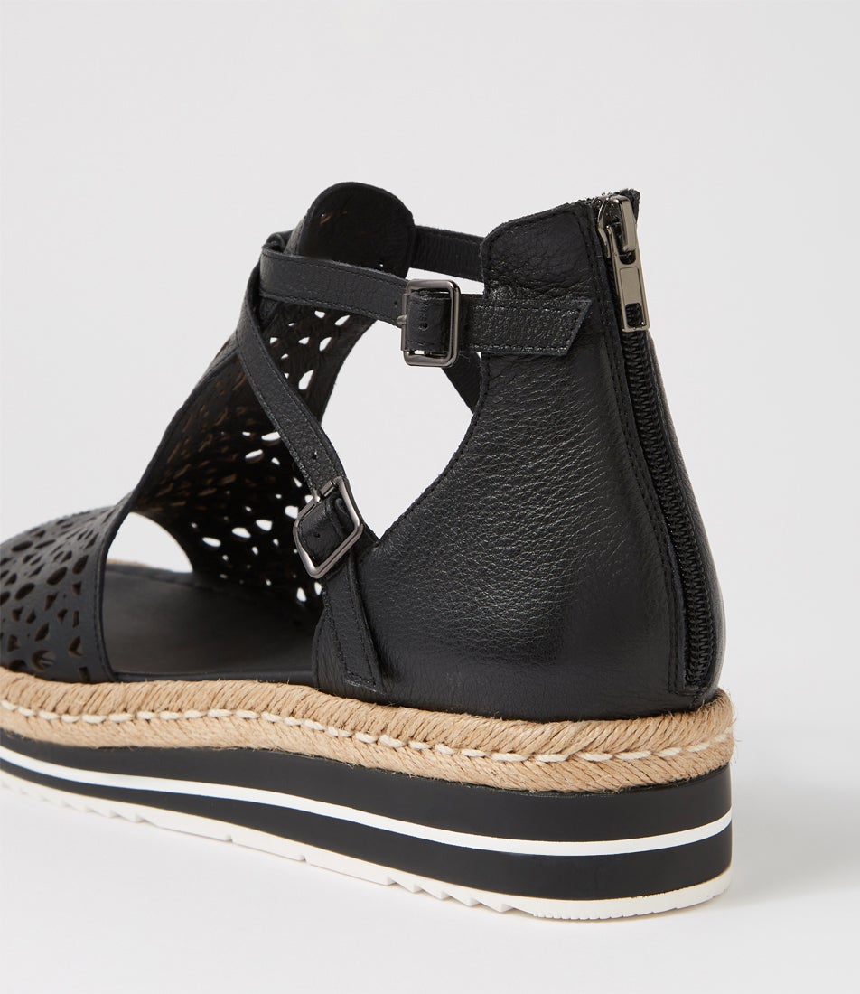 Accra Black Leather Espadrilles
