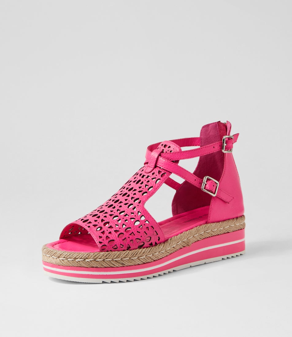 Accra Hot Pink Leather Sandals