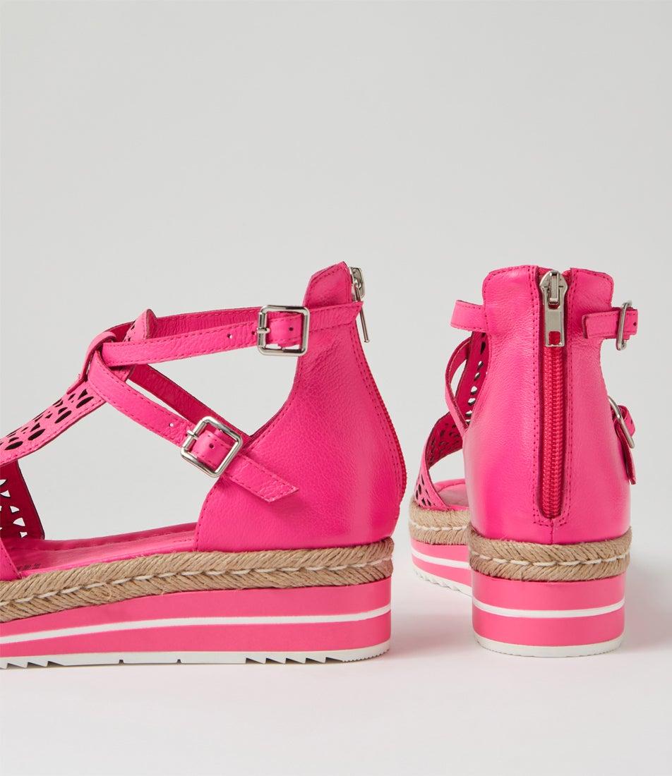 Accra Hot Pink Leather Sandals
