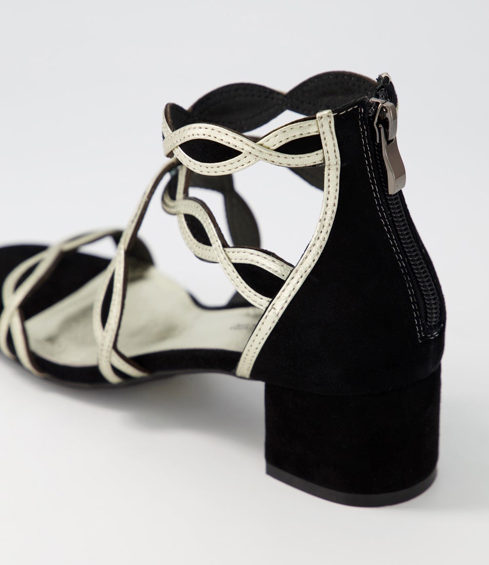 Ailani Black Gold Suede Leather Sandals