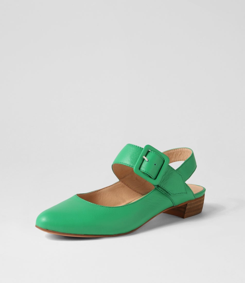 Eartha Bright Emerald Leather Mary Janes