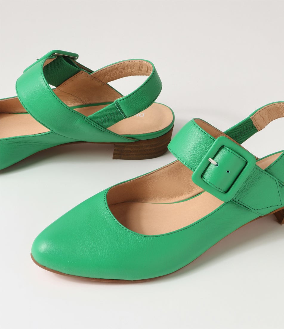 Eartha Bright Emerald Leather Mary Janes